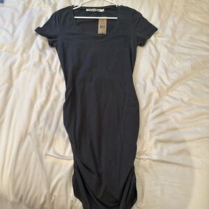 Michael Stars charcoal gray T-shirt, dress with scrunching on the side